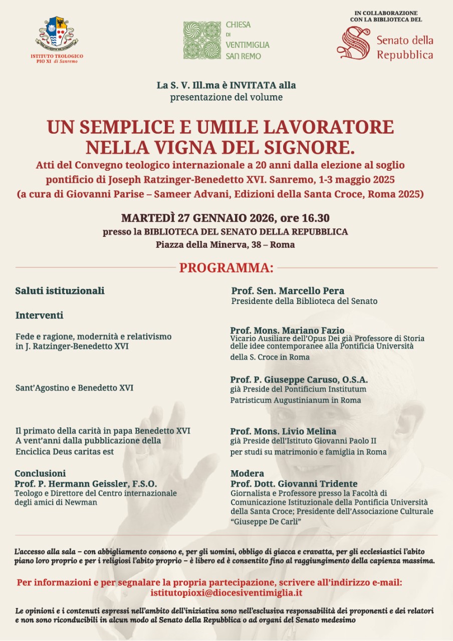 Il 27 gennaio a Roma la presentazione del volume per il ventennale dell’elezione di Benedetto XVI